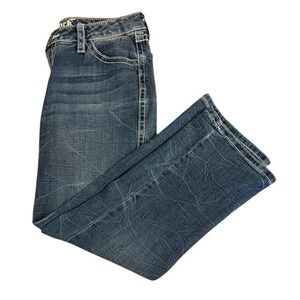 Rock 47 by Wrangler Womens Low Rise Bootcut Jeans Dark Wash Embroidered 29x26
